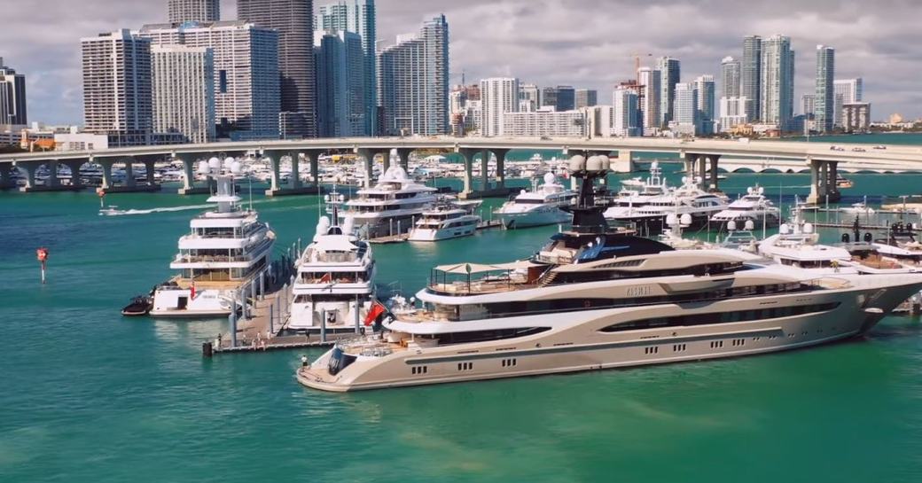 superyachts at the marina at watson island during miami yacht show