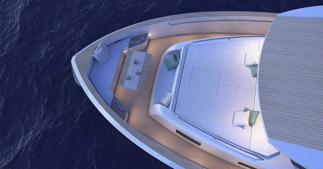 Large sunpad and deck area viewed from above on Pardo Endurance E60