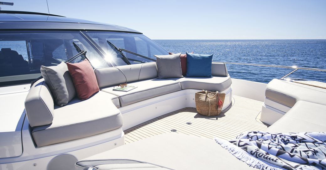 forward cockpit on the Princess V78 Yacht