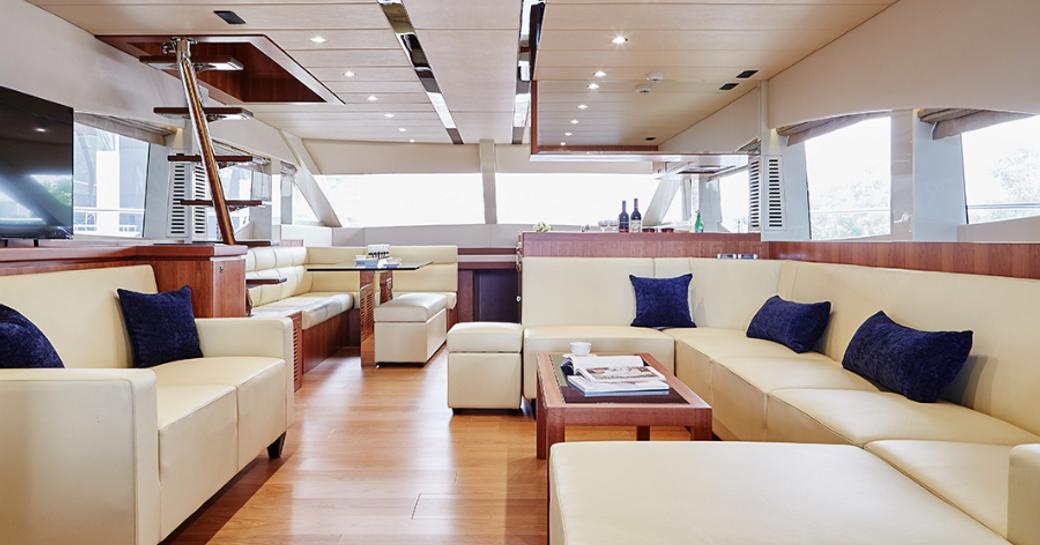 The interior of a Johnson 70 superyacht