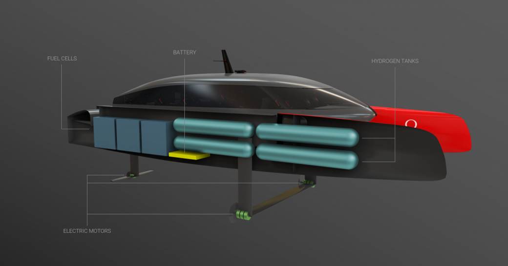 Rendering of hydrogen powered chase boat