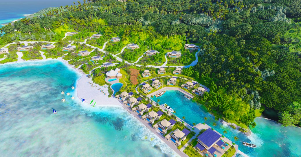 Overview rendering of the inbuild Silent Resorts Fiji marina and residences