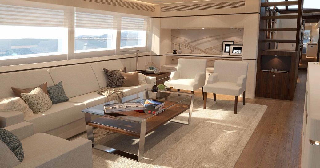 Light interior of superyacht HELGA