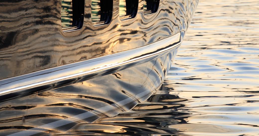 close up of a yacht hull