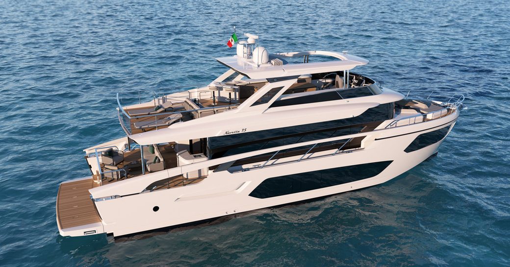 Absolute 75 Navetta rendering at sea.