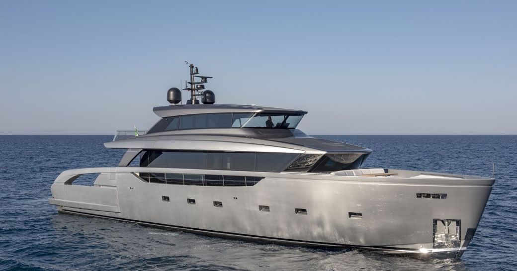 Sanlorenzo SX100 superyacht floating in a peaceful sea