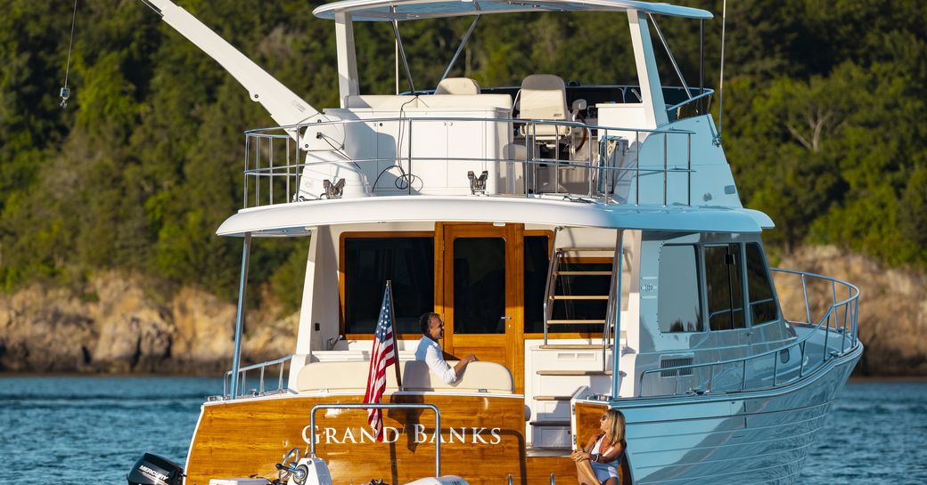 Grand Banks 54 aft shot on anchor