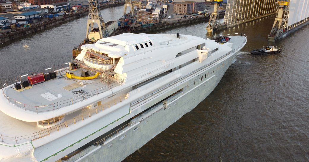 Lurssen 146m superyacht Project Opera being launched in Hamburg