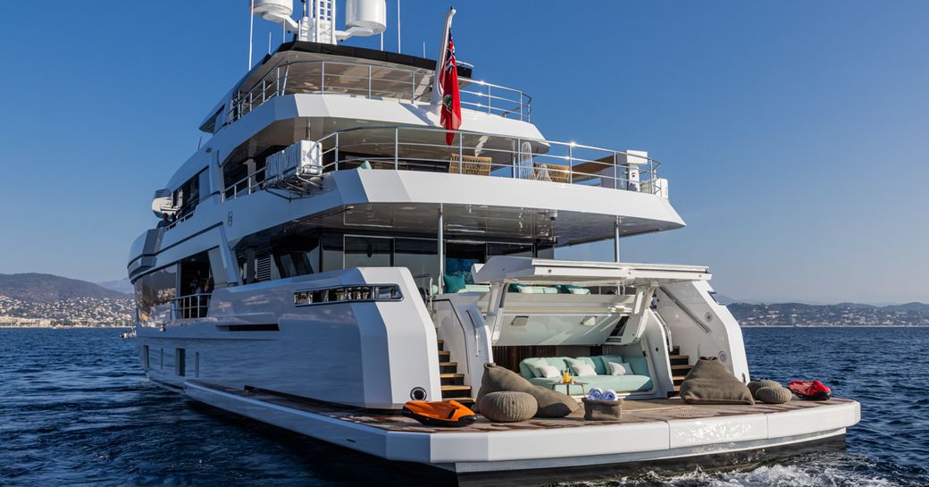 Beach club area on Rosetti superyacht EMOCEAN