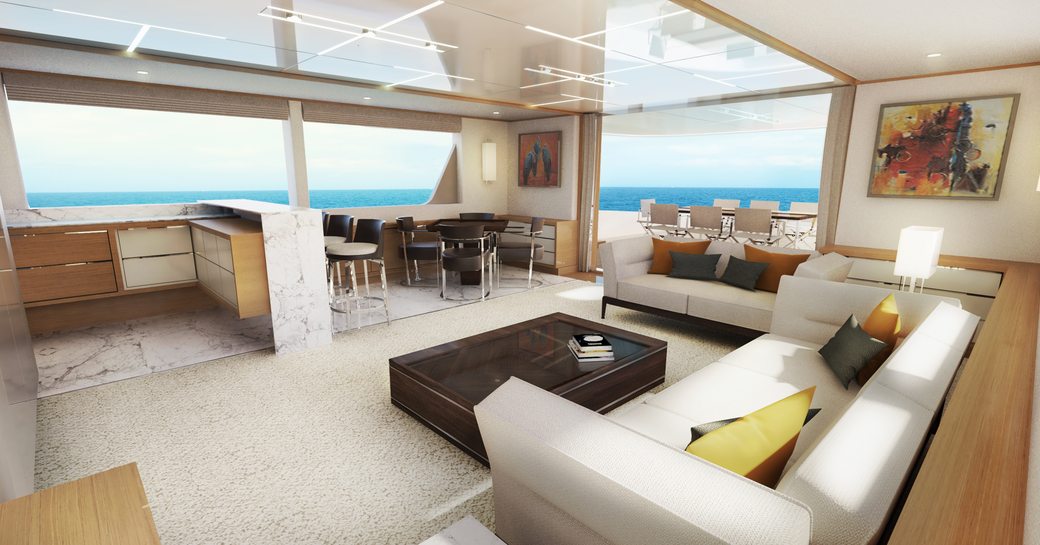 A digital impression of the interior on board a Johnson superyacht