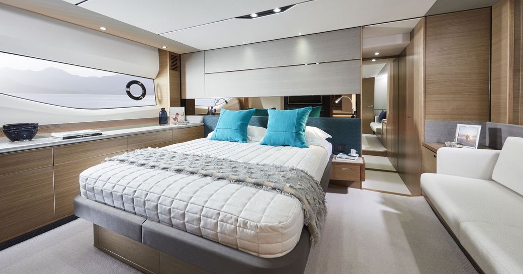 master cabin on Princess V65 sports yacht