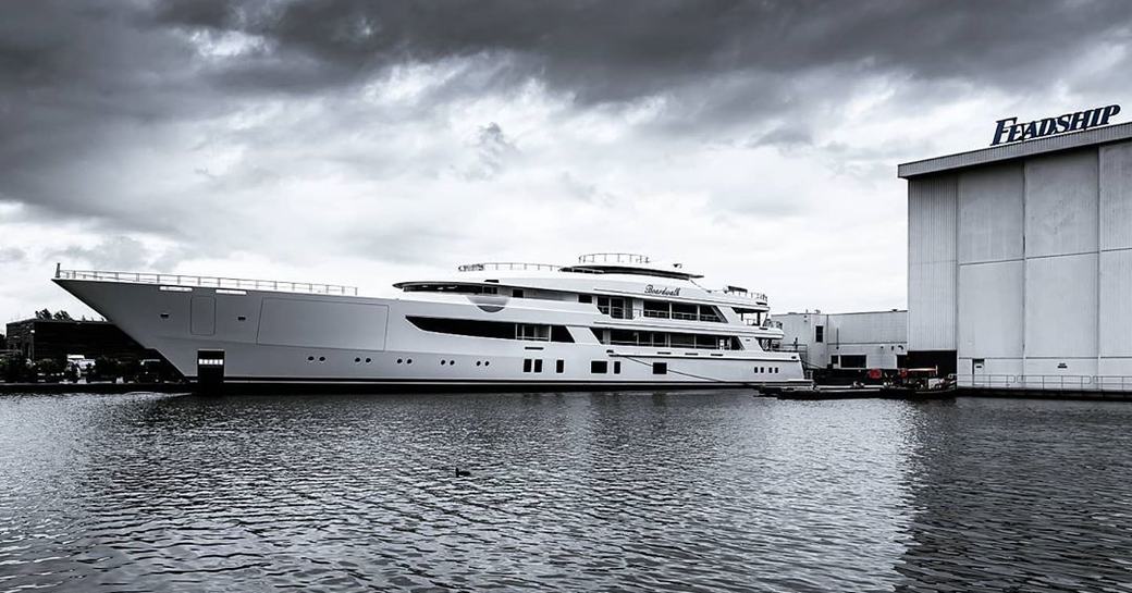 Boardwalk superyacht on water