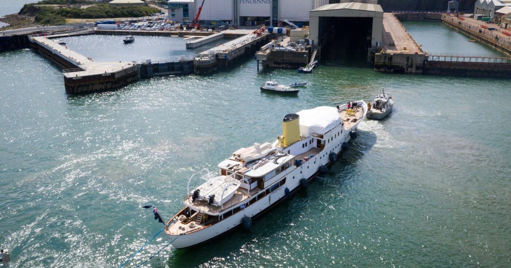 Marala enters Pendennis' covered dry dock