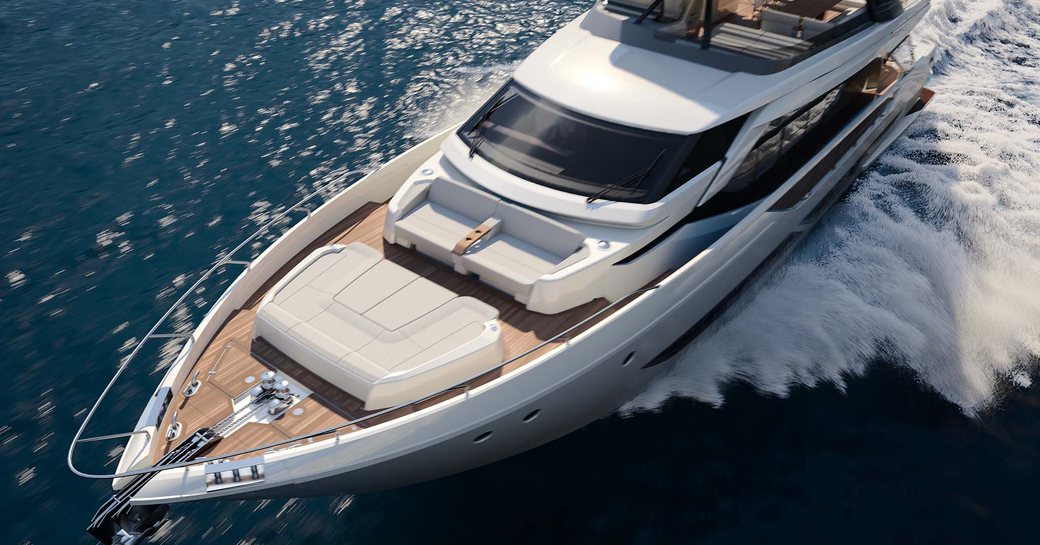 Rendering of Ferretti Yachts 860 on water