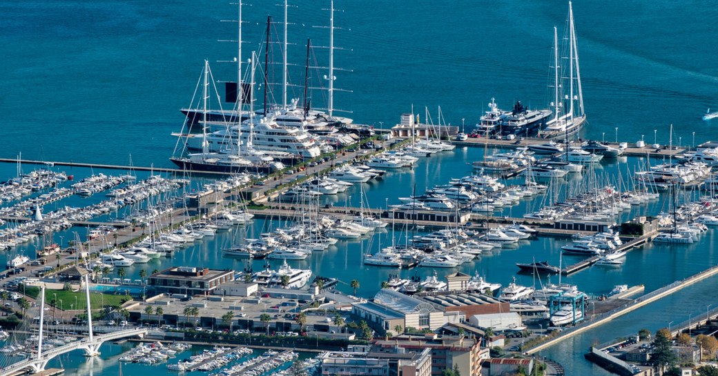 Aerial shot of Porto Mirabello in Italy