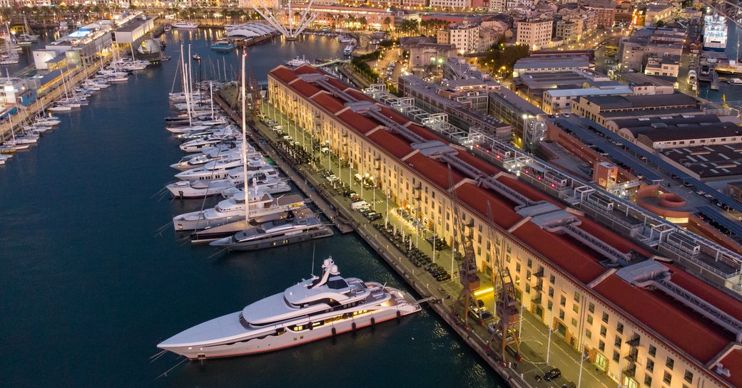 aerial view of the port of Genoa