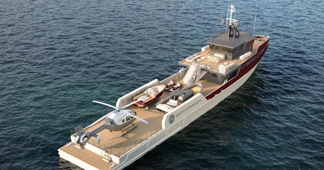 helicopter on deck of new Rosetti superyacht