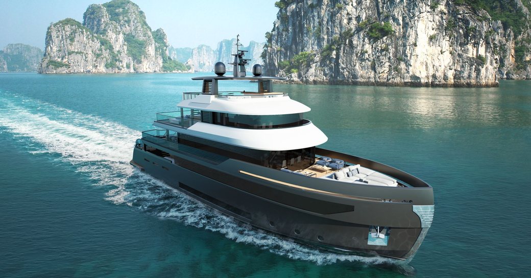 CGI of  Benetti B.Yond 37m on water