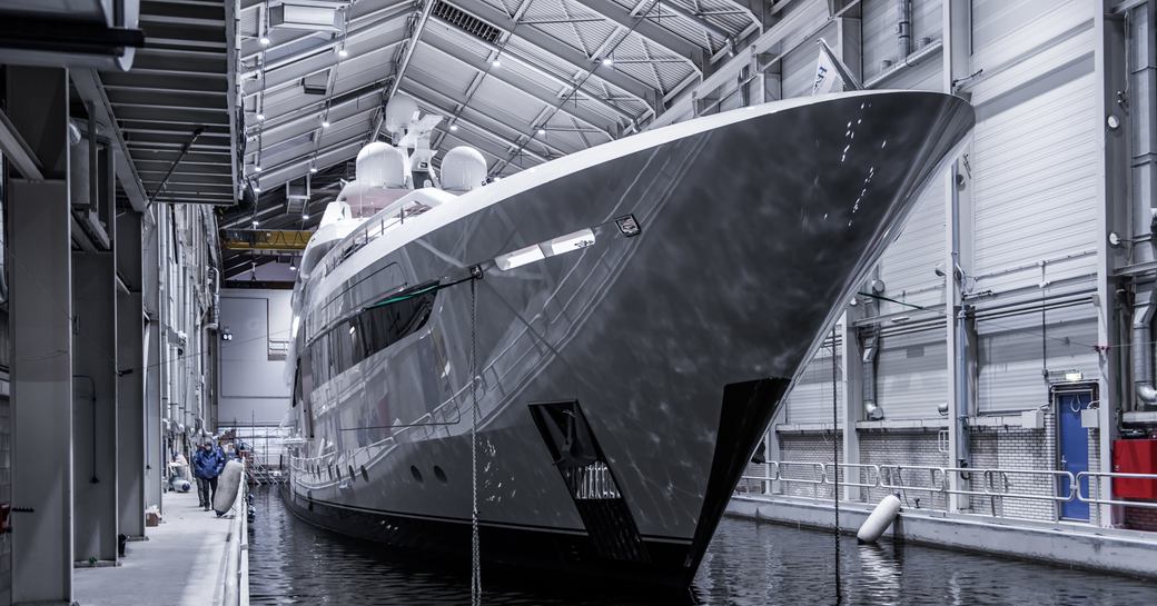 Feadship superyacht SOMNIUM in outfitting facilities