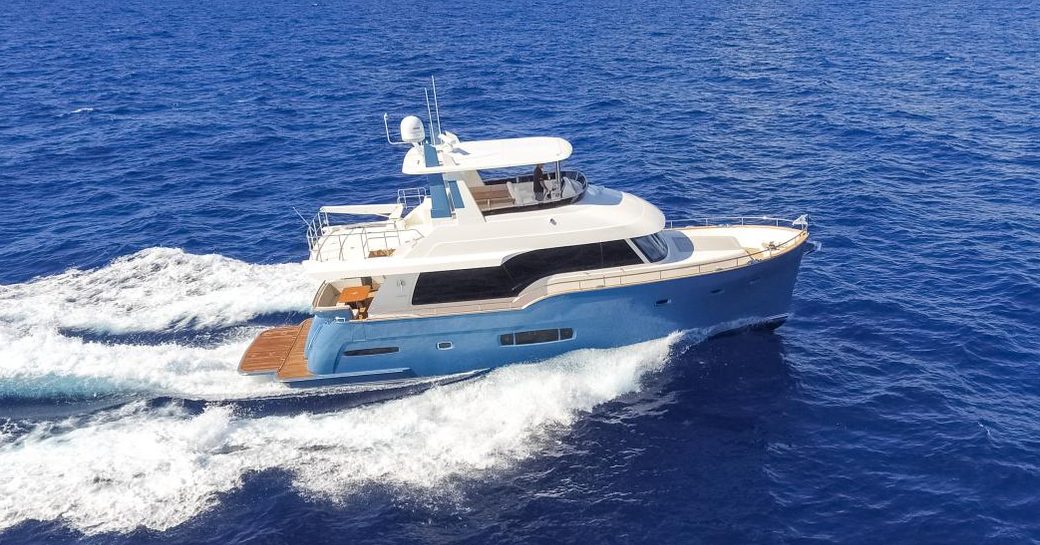 Outer Reef Yachts 620 Trident underway, surrounded by sea