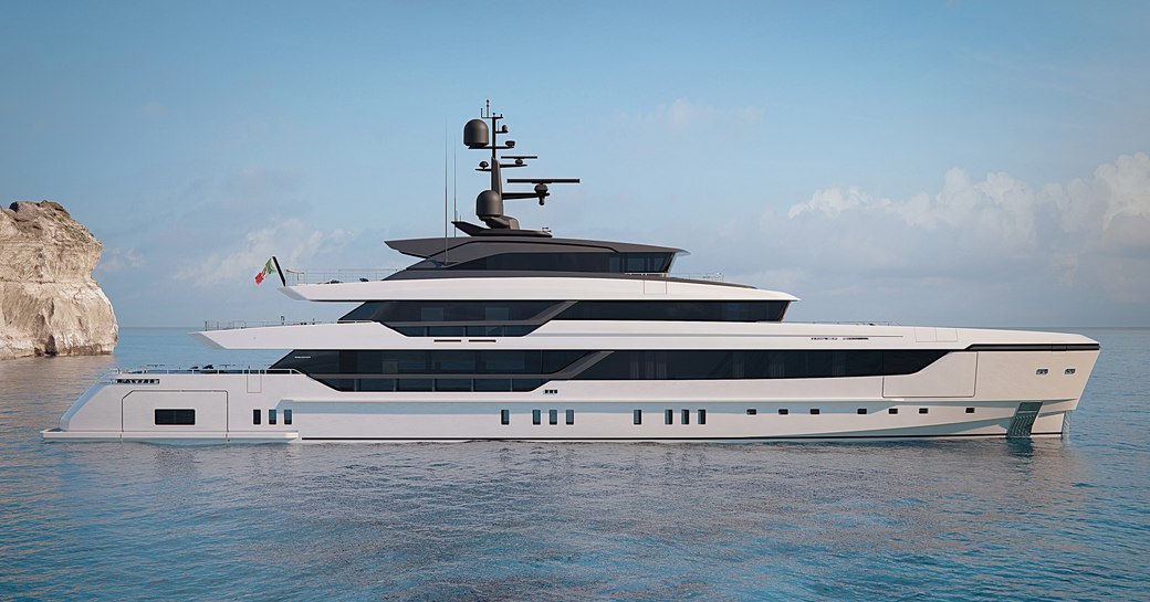 Rendering of Sanlorenzo 57Steel on water