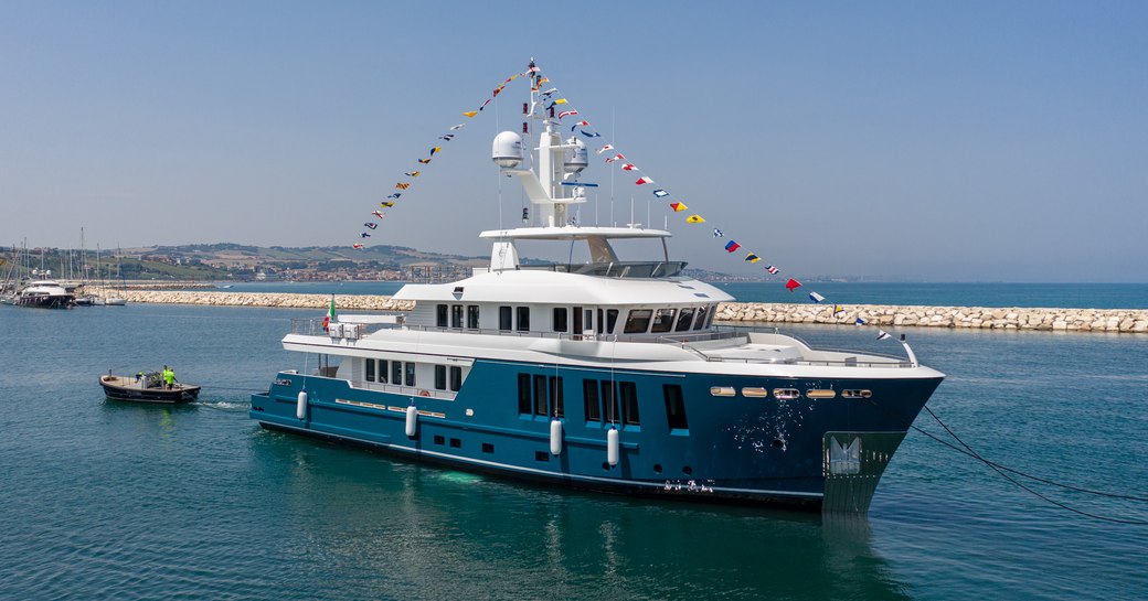 Cantiere delle Marche explorer yacht BUZIOS at launch