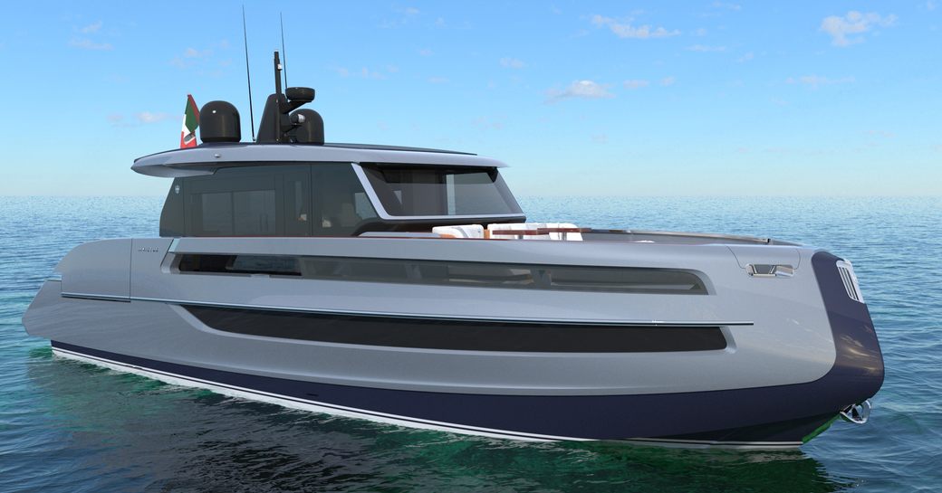 Side on view of Invictus Yachts ST550 Boat at sea