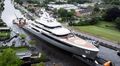 Watch Valor Depart Aalsmeer as the Feadship 80m Explorer Yacht Prepares for Sea Trials