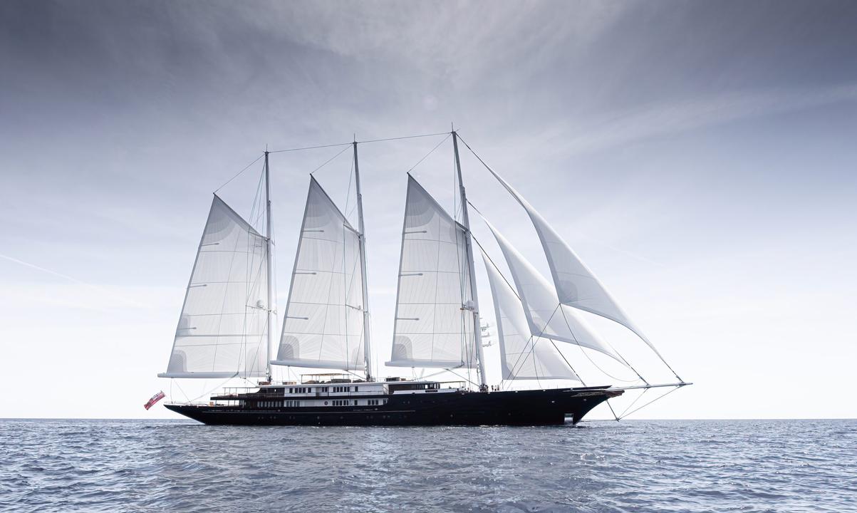 Side view of Koru yacht for visual comparison