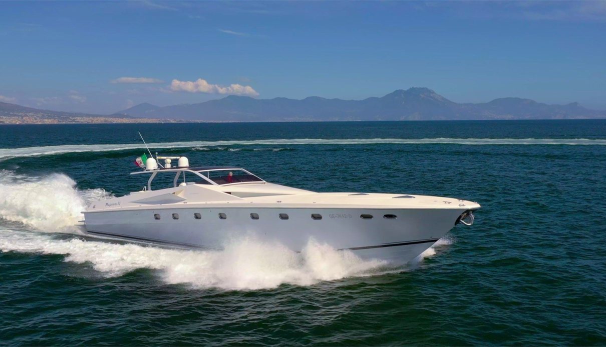 White and Silver yacht, Magnum Marine