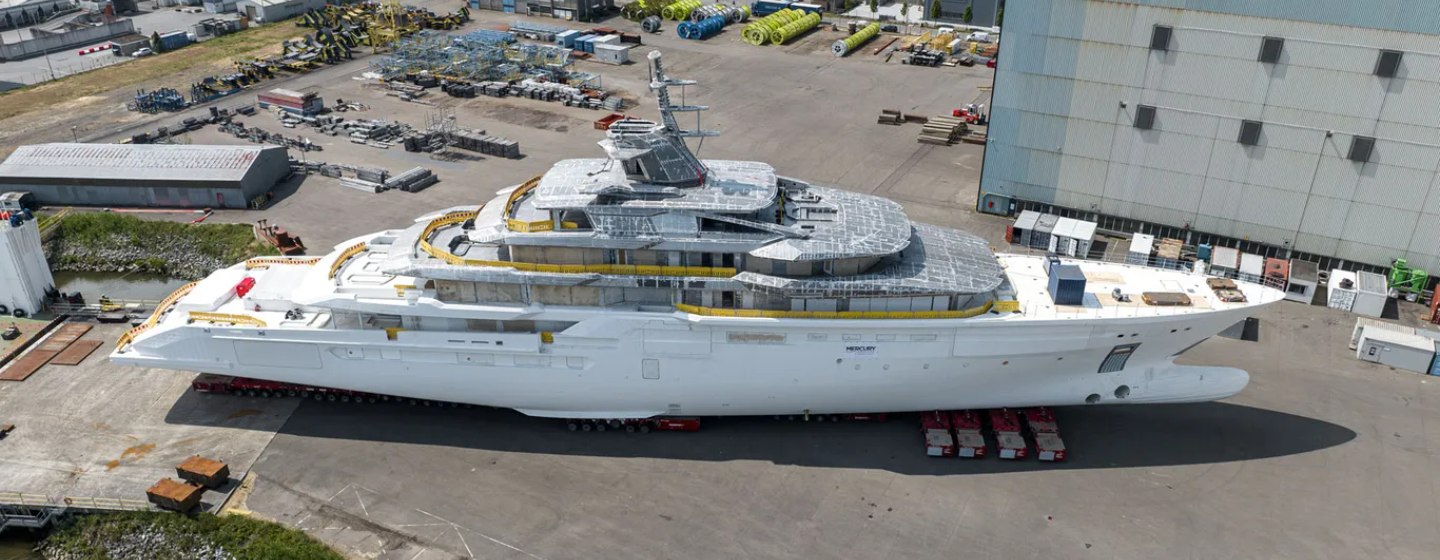 Project Y722: Oceanco's 111m Megayacht  Leaves Shed for First Time photo 1