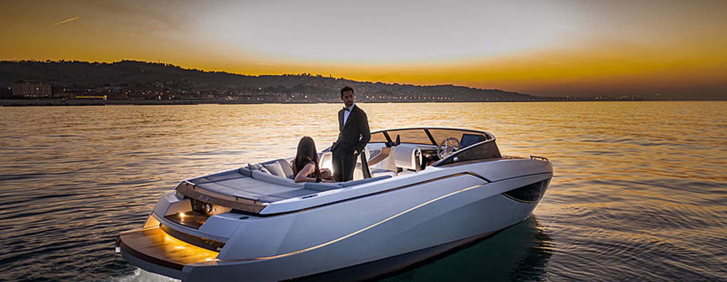 Side view of Nerea Yachts NY24 underway at dusk surrounded by sea