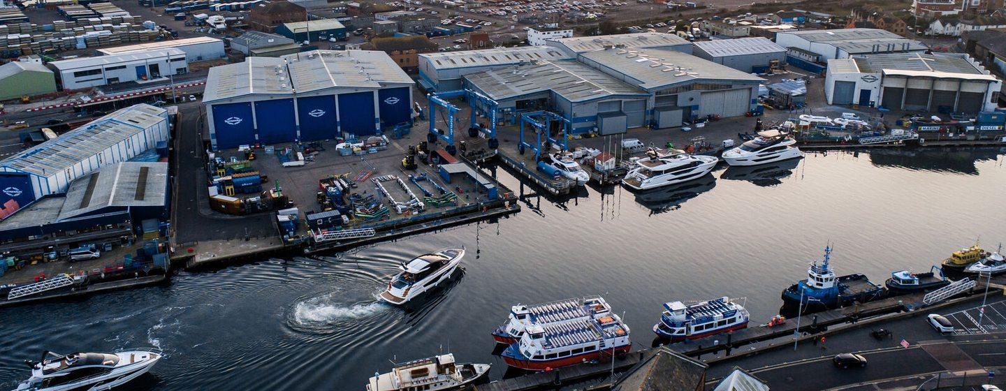 Aerial view of sunseeker shipyard 