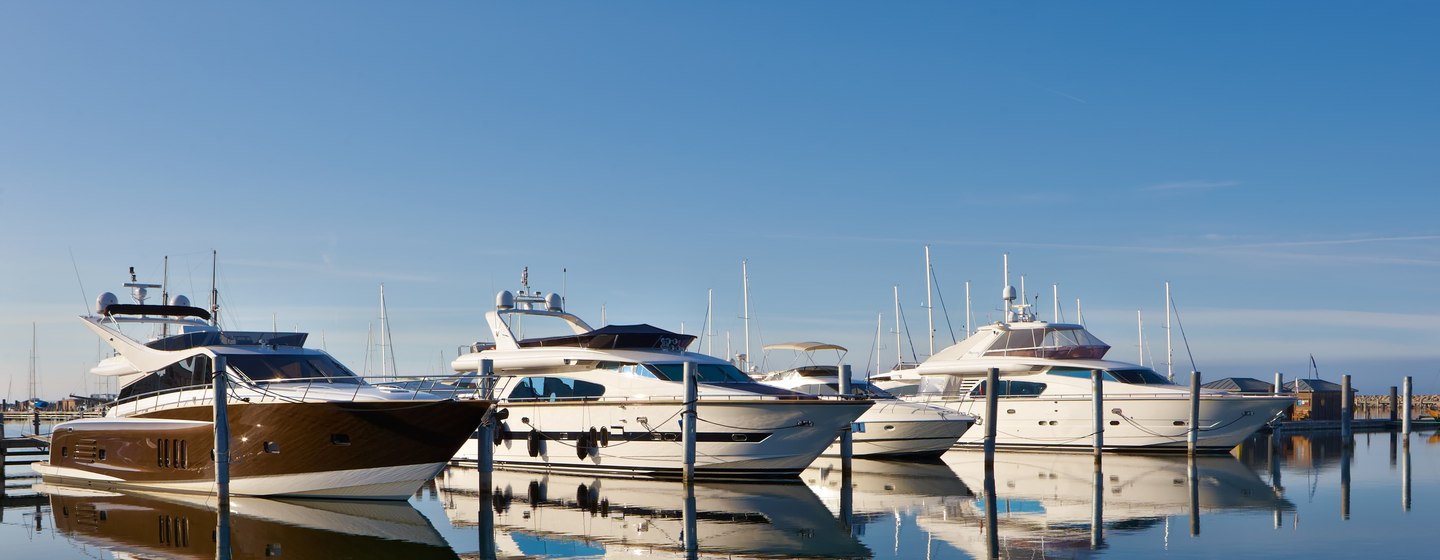 motor yachts on moorings