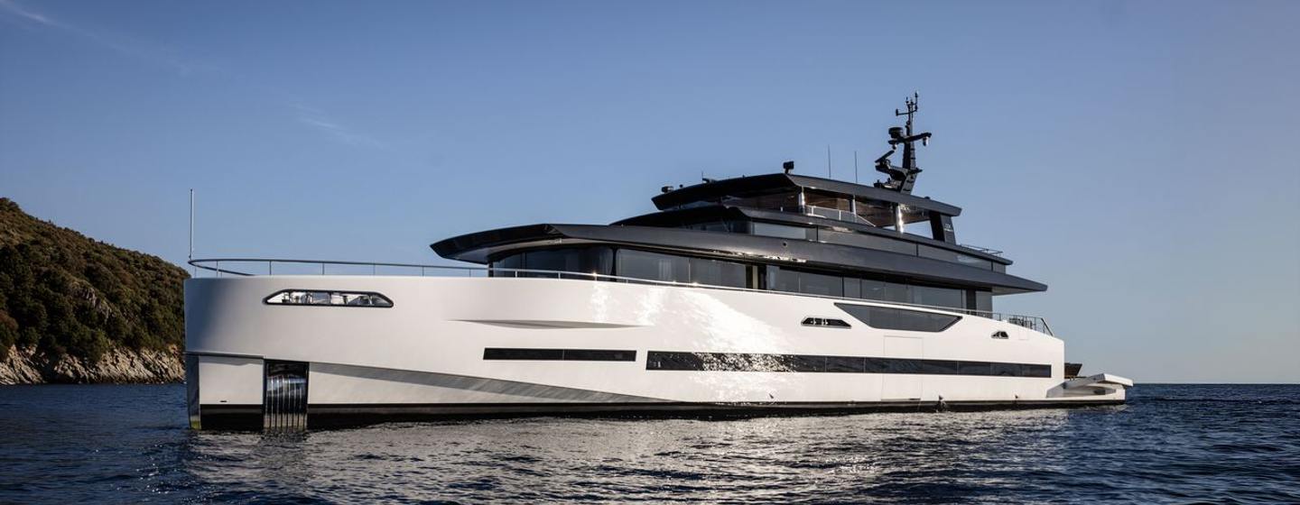 GX Superyachts GX42 RPH yacht at anchor side view 