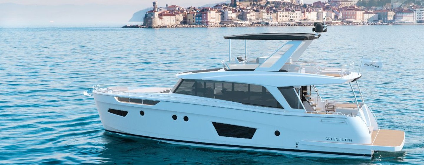 Rendering of Greenline 58 yacht on water