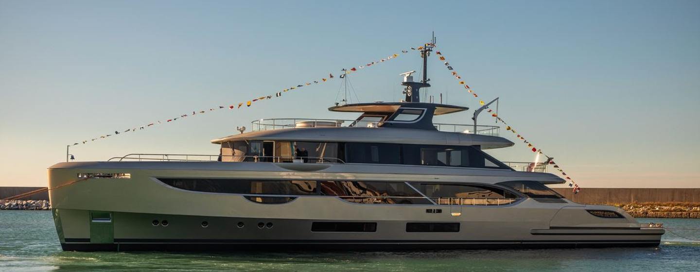 Superyacht Solusa at launch ceremony