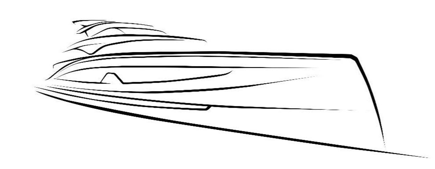 A sketched outline of a Heesen yacht for sale