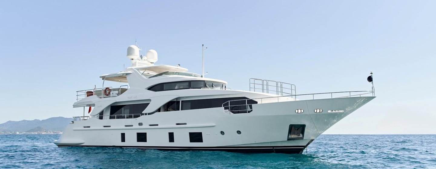 Benetti motor yacht Sea Bear at anchor side view 