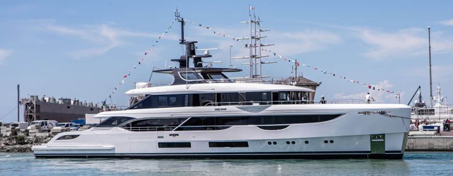 Benetti superyacht Lady Sarah at anchor side view 