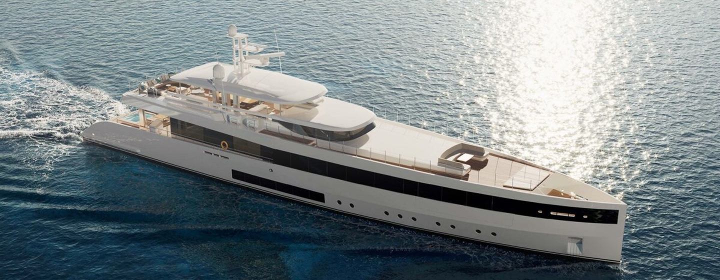 Rendering of Superyacht Project Fun at anchor