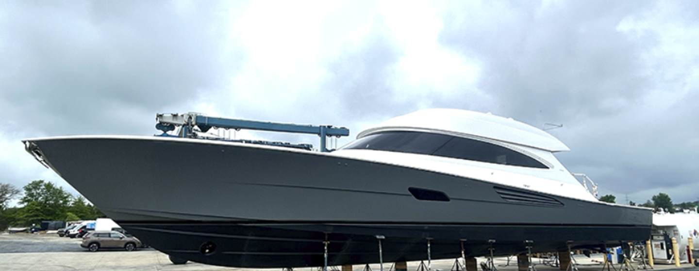 21st Viking 90C motor yacht final stages side view 