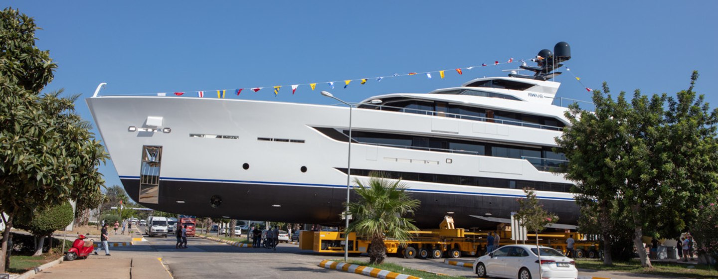 Alia Yachts superyacht Al Waab II on way to launch