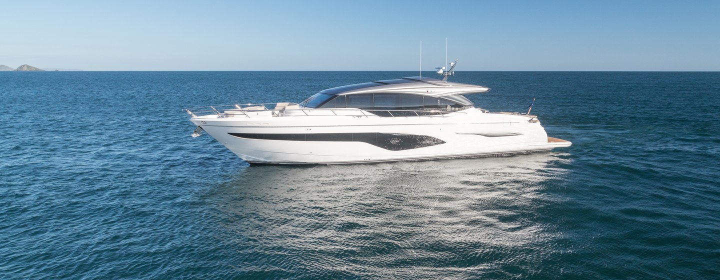 A Princess V78 superyacht underway