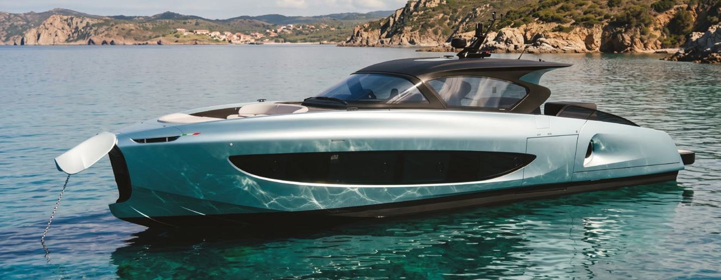 Icona 70 yacht at anchor side view 