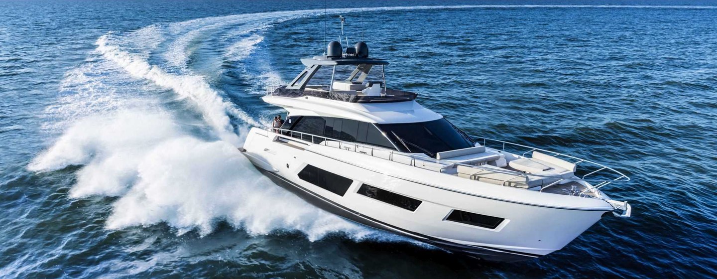 The Ferretti 670 superyacht underway.