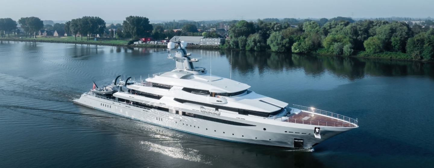 Oceanco superyacht Draak underway side view 