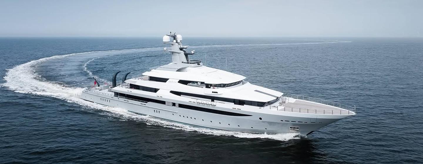 Oceanco superyacht Draak underway side view 