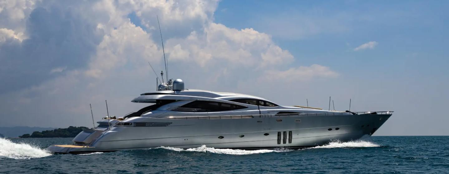 Pershing yacht Soraya underway side view 