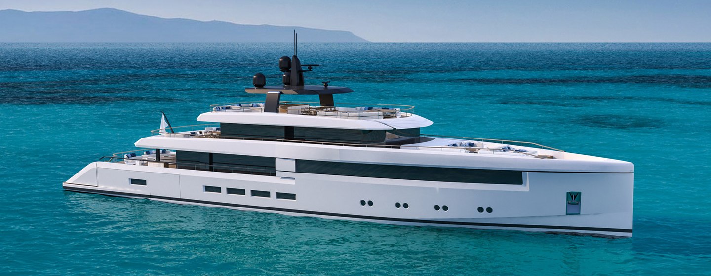 Nauta 54m Wide concept CGI on water